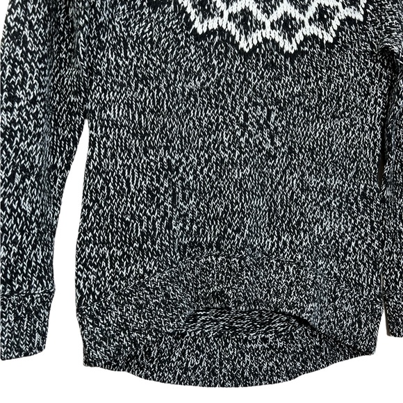 NWT Bass black off white fair isle Nordic soft sweater size small - Picture 3 of 8